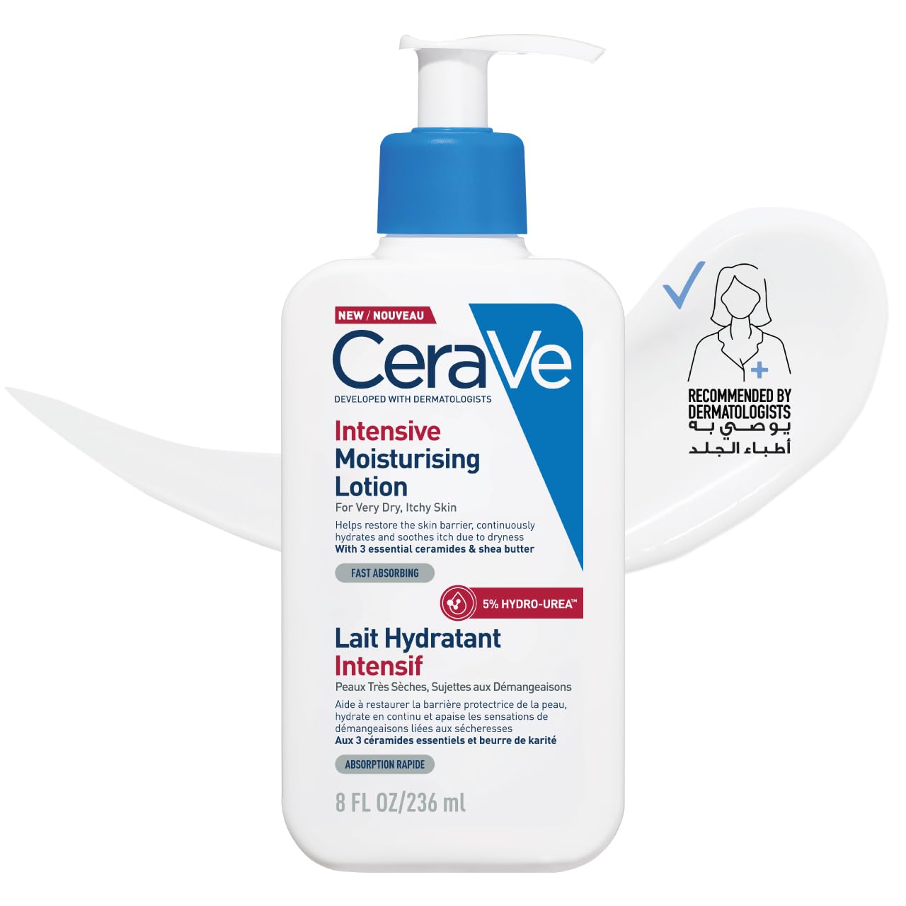 CeraVe Moisturising Lotion 236ml – Rich Daily Face & Body Moisturiser with 3 Ceramides & Hyaluronic Acid, 24-Hour Hydration, Lightweight, Fragrance-Free for Normal to Dry Skin