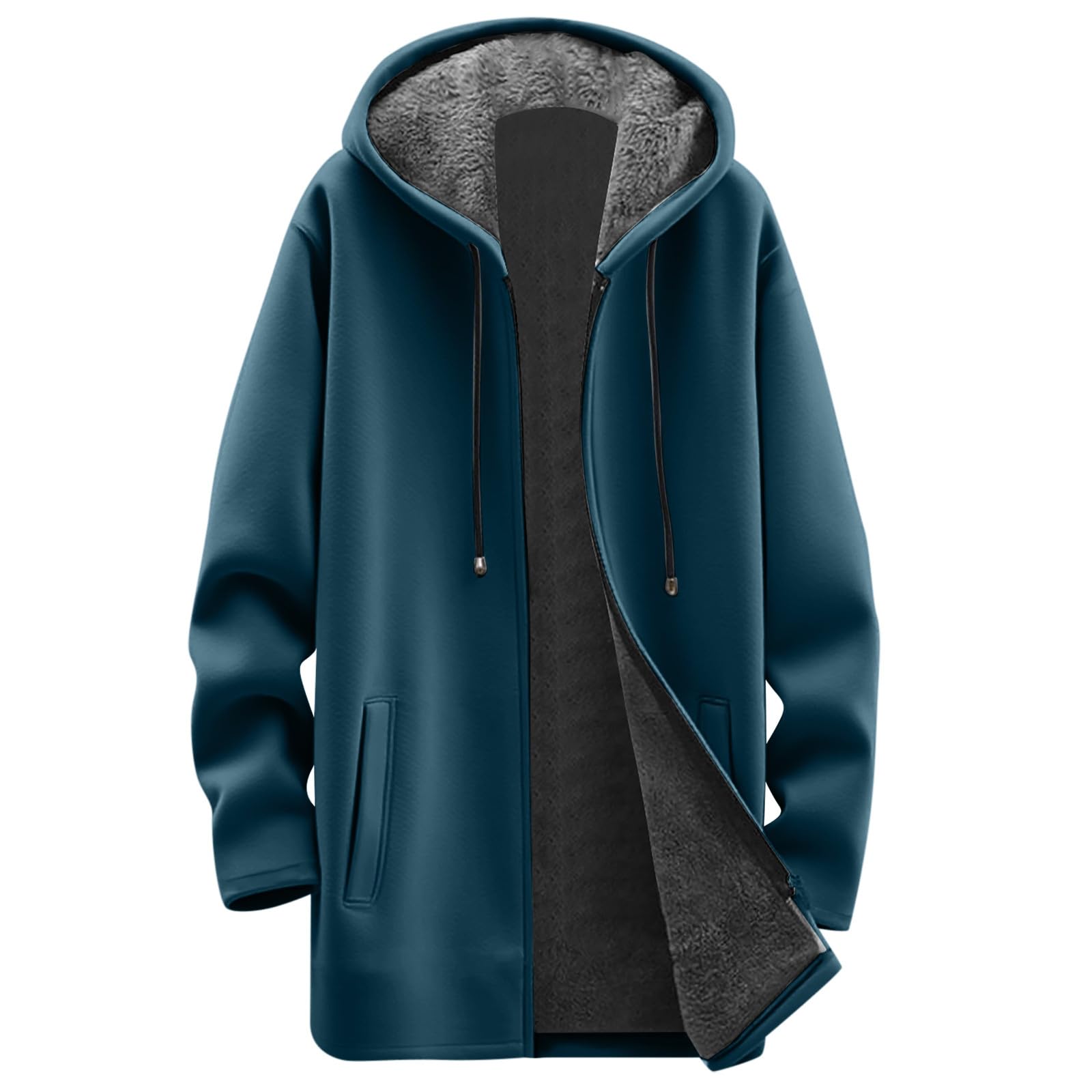 Chaqueta Mujer Invierno Abrigos De Cazadora Forro Polar，Chaqueta térmica entretiempo para dama corte mediano con cierre frontal forro polar estilo liso ideal oficina paseo diario