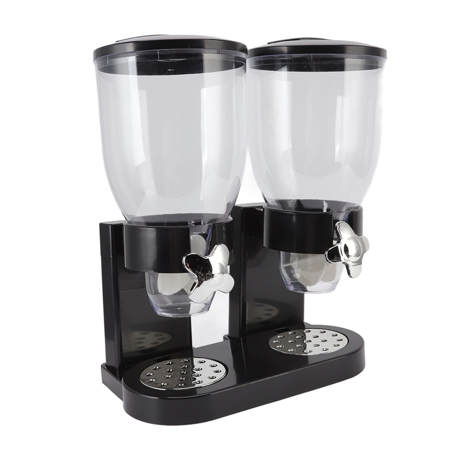 Eujgoov Dispenser per Cereali, Doppio Contenitore in ABS, 7 Litri, Organizer per Alimenti Secchi con Coperchi Ermetici, Erogazione Controllata, Montaggio a Parete, da Banco, per Pasta di Riso, (BLACK)