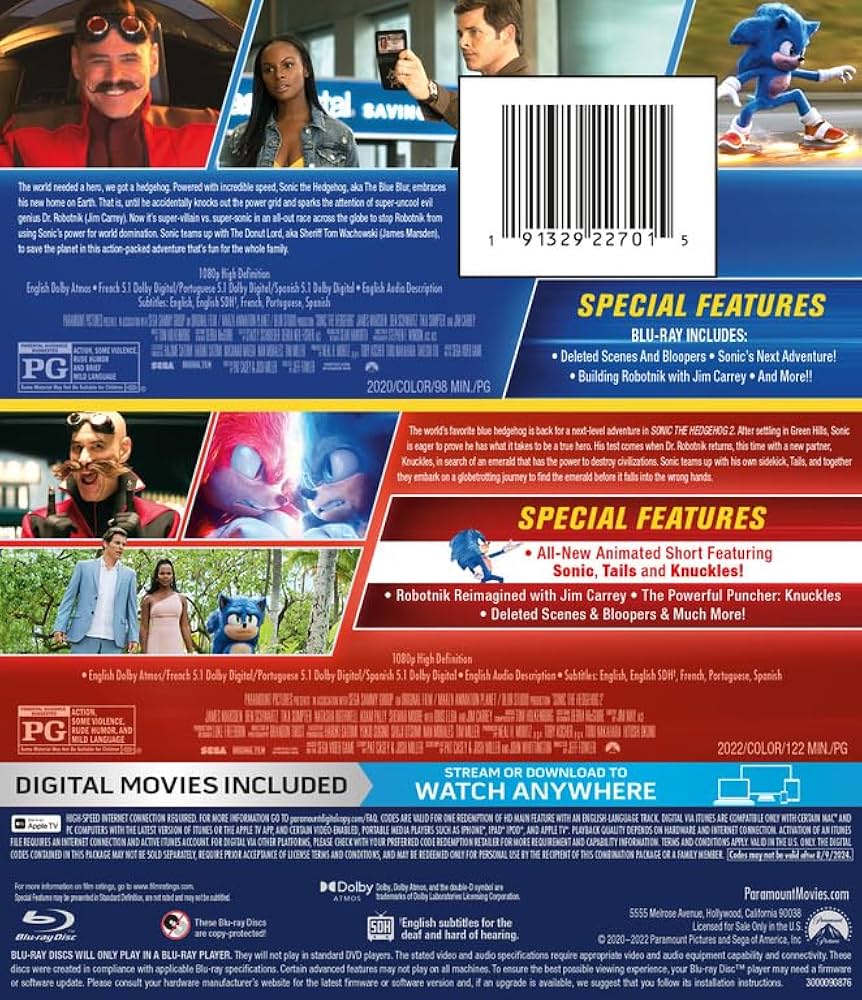 Amazon.com: Sonic The Hedgehog 2-Movie Collection [Blu-ray