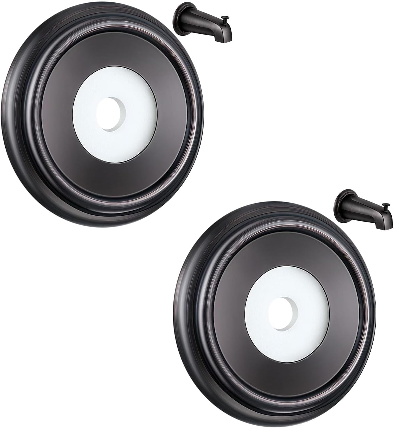 2 Pcs Metal Tub Spout Cover Ring with Foam Gasket, Tub Spout Wall Plate Flange,Replacement Hardware for Bathroom Fixtures, 1-1/2Inch ID and 3-5/8 Inch OD(Oil Rubbed Rronze)