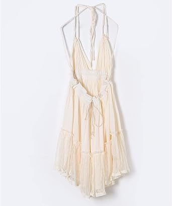 Women's Summer Boho Bohemian Deep V Neck Sexy Patchwork Mini Short Backless Beach Dressess