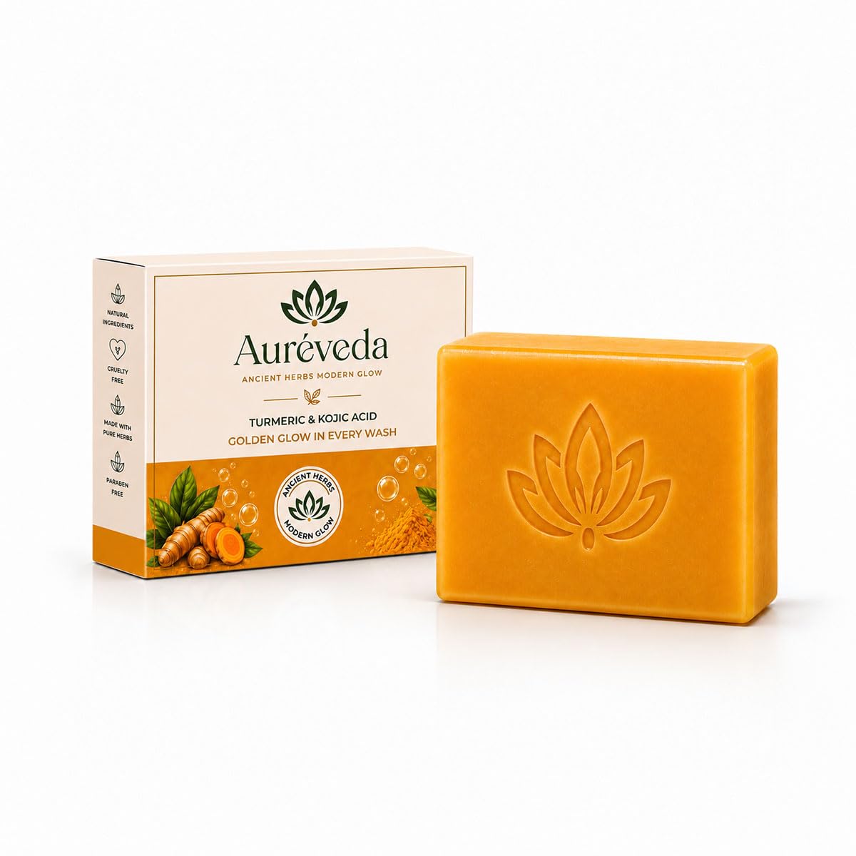 Herbal Bath Bar Soap | Turmeric & Kojic Acid Soap for Deep Cleansing & Skin Brightening | Sulphate Free | Paraben Free | 100% Natural Ingredients | Cruelty Free | Made with Pure Herbs | 100g (Pack of 1)-image-42
