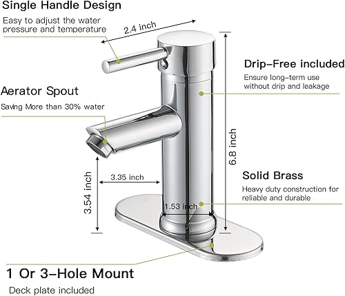Miniatura 6 de Canilla monomando Greenspring para lavamanos de baño de acero inoxidable SYNCHKG126057