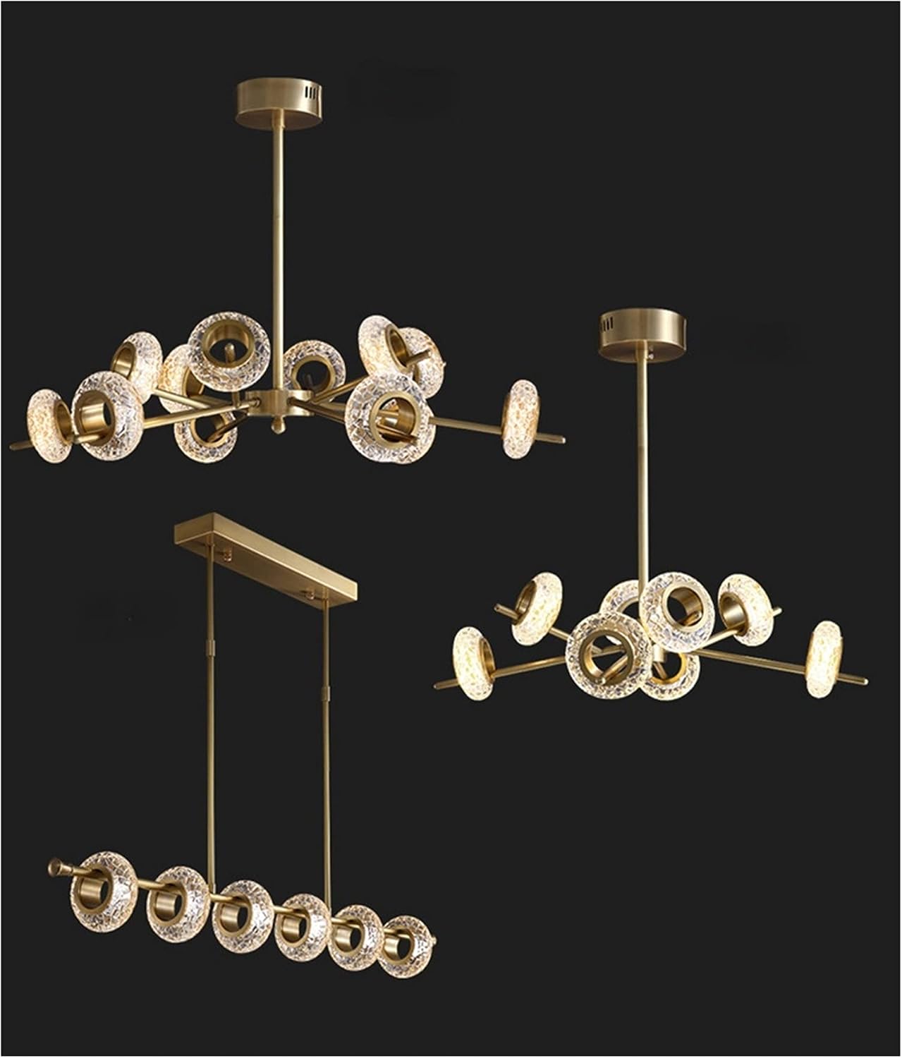 Copper Molecular Led Lighting Home Decor Living Room Bedroom Nordic Luxury Wristband Crack Lamps (Color : ColdWhite Size : 12lightD80cm)(Warm White 12lightD80cm) image 5