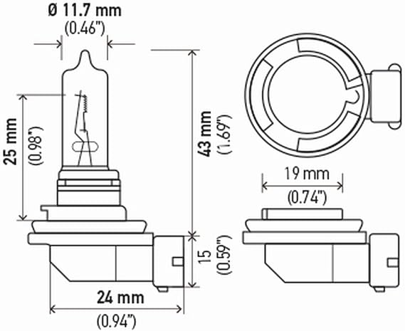 HELLA H9 2.0TB High Performance Bulb, 12V, 65W, 2 Pack