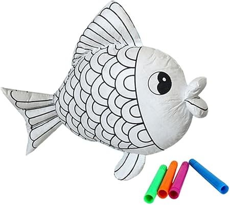 Amazon 塗り絵 ぬいぐるみ クッション 子供 おもちゃ 知育玩具 教育玩具 インテリア 水性ペン付き ぬりえが出来るぬいぐるみ きんぎょ ぬいぐるみ おもちゃ