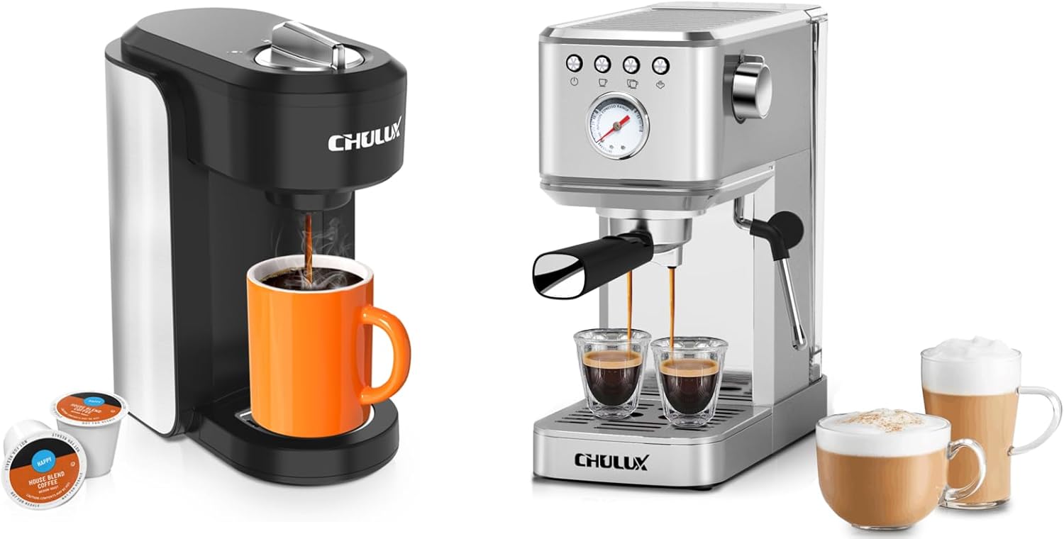 CHULUX 1000W Compact Single Serve Coffee Maker & 20Bar