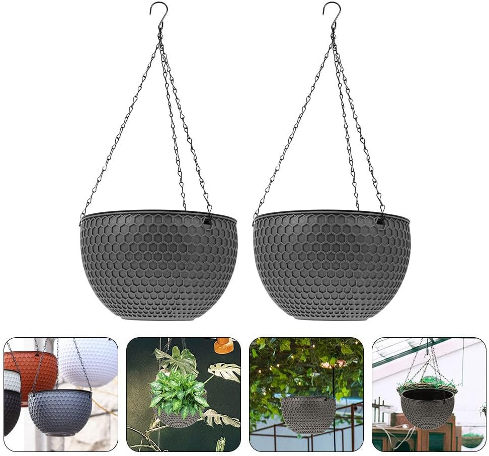 Wall Planter Outdoor Decor Plant Pots Indoor Hanging Planter Decor 2pcs Flowerpot Plant Basket Electric Wire Plastic Flower Pots Indoor Plants Plastic Hangers Wire Hangers image 3