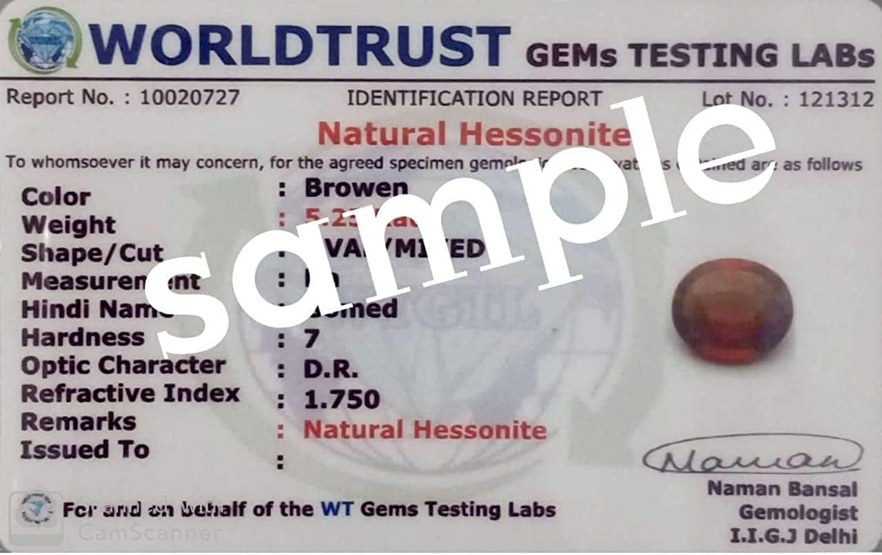 LMDPRAJAPATIS Natural Genuine Unheated Untreatet 2.10 Carat Earth Mined Original Certified Hessonite Garnet Gomed Loose Gemstone