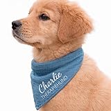 Hunde Halstuch Personalisiert Dreieckstuch aus Musselin Gaze 100% Baumwolle in 3 Grössen erhältlich, mit Namens Personalisierung aus OekoTex zertifiziertem Druckmaterial