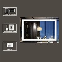 Vista 2 de N/D Espejo de baño de maquillaje LED de 48 x 32 pulgadas, espejo de tocador de pared antivaho con luz (horizontal/vertical)