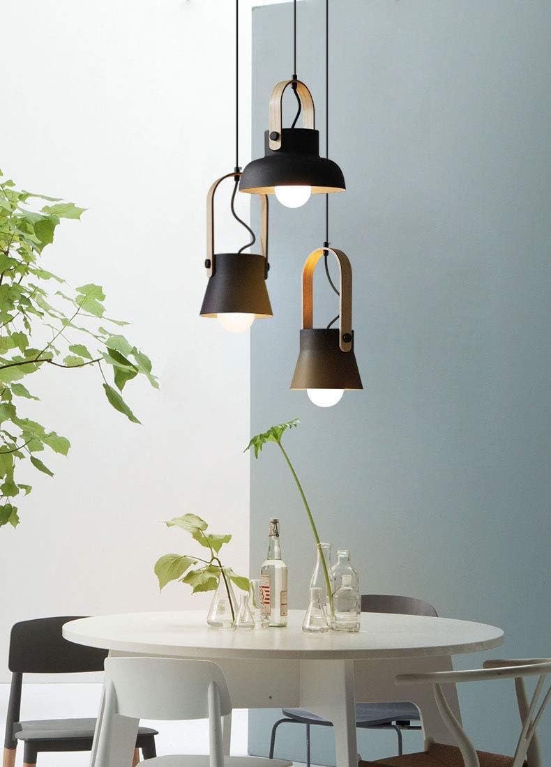J Track System Pendants Lighting Iron Art Iron Instant Macaron Black Pendant Light for Coffee Shop Customizable Dimmable Track Mount Wood Handle Pendant Lighting Bulb Not Included
