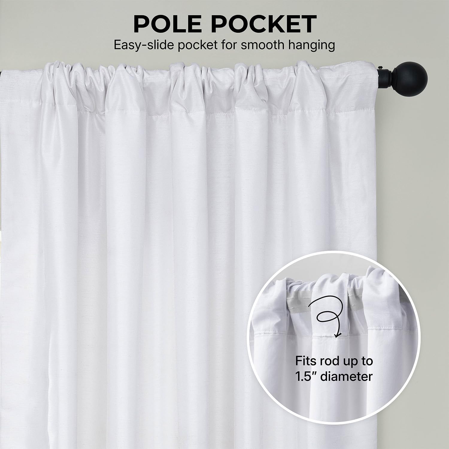HPD Half Price Drapes Faux Silk Blackout Curtains 96 Inches Long for Bedroom & Living Room Vintage Textured Blackout Curtain (1 Panel), 50W x 96L, Ice