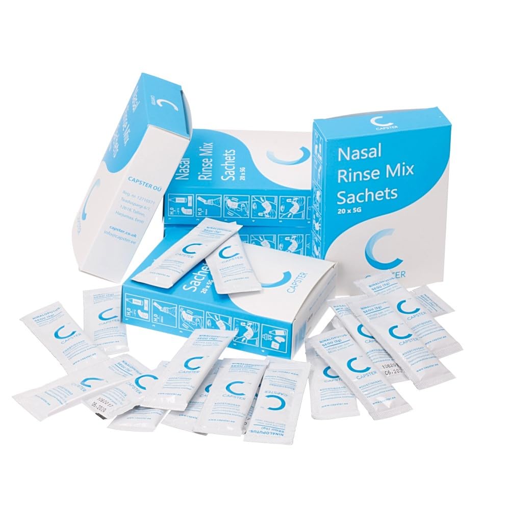 Sobres de Enjuague Nasal – Sal Premezclada, Fácil de Disolver y Suave para Neti Pot – Apto para Neilmed, Sistemas de Irrigación Nasal & Neti Pot (100 x 5g) – 500g