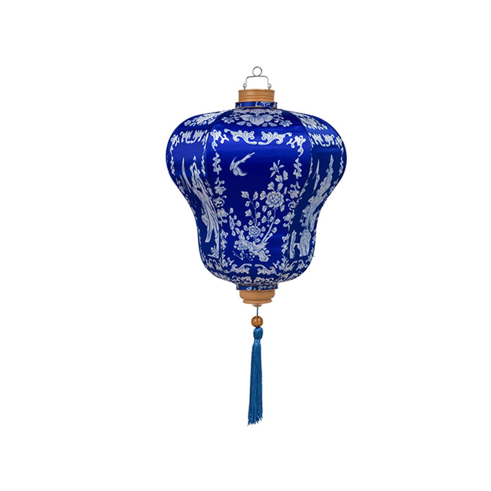 Asian Lantern, Chinese Traditional Silk Lantern Oriental Hanging Palace with Tassel for Home Outdoor Garden Party Decoration(Blue)