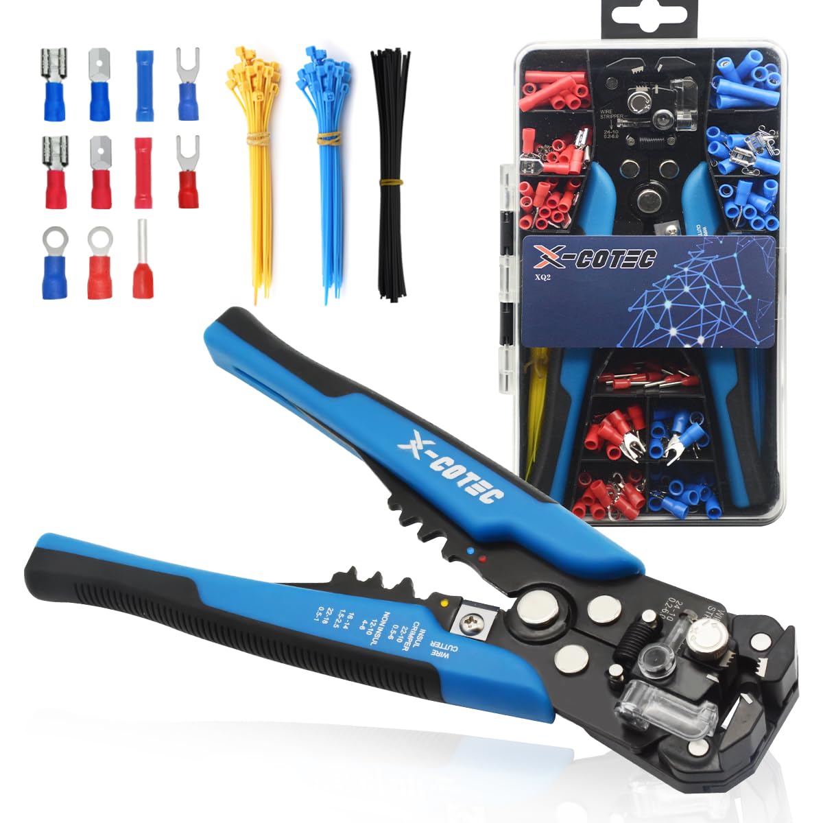Pinza Spelafili Elettricista 3 in 1, Pinza Spellacavi Elettrici Professionale, Spellafili e Tagliafili Multifunzione, a Crimpare per Cavi 24-10 AWG