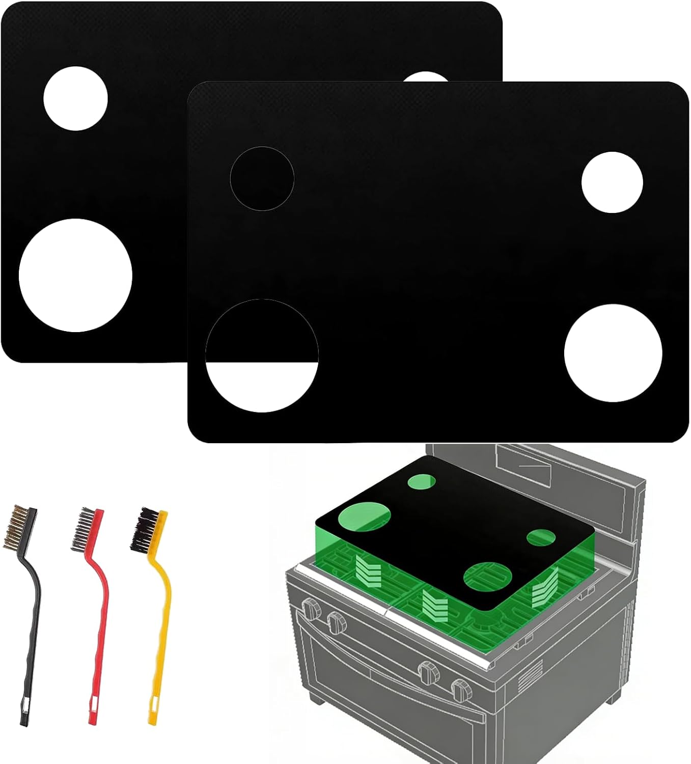 Stove Cover For Whirlpool Gas Stove Protectors 4 Burners Model WFG320M0BS WFG320M0BB WFG320M0BW WFG320M0MW WFG320M0MS, Reusable Splatter Guard Protector Liner