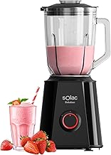 Solac - Batidora de vaso Solution BV6785 1500W, Jarra cristal graduada 1.5L, Cuchilla desmontable de inox con 4 filos, 2 velocidades + Pulse, Pica hielo, Vaso medidor 50ml, Apta lavavajillas