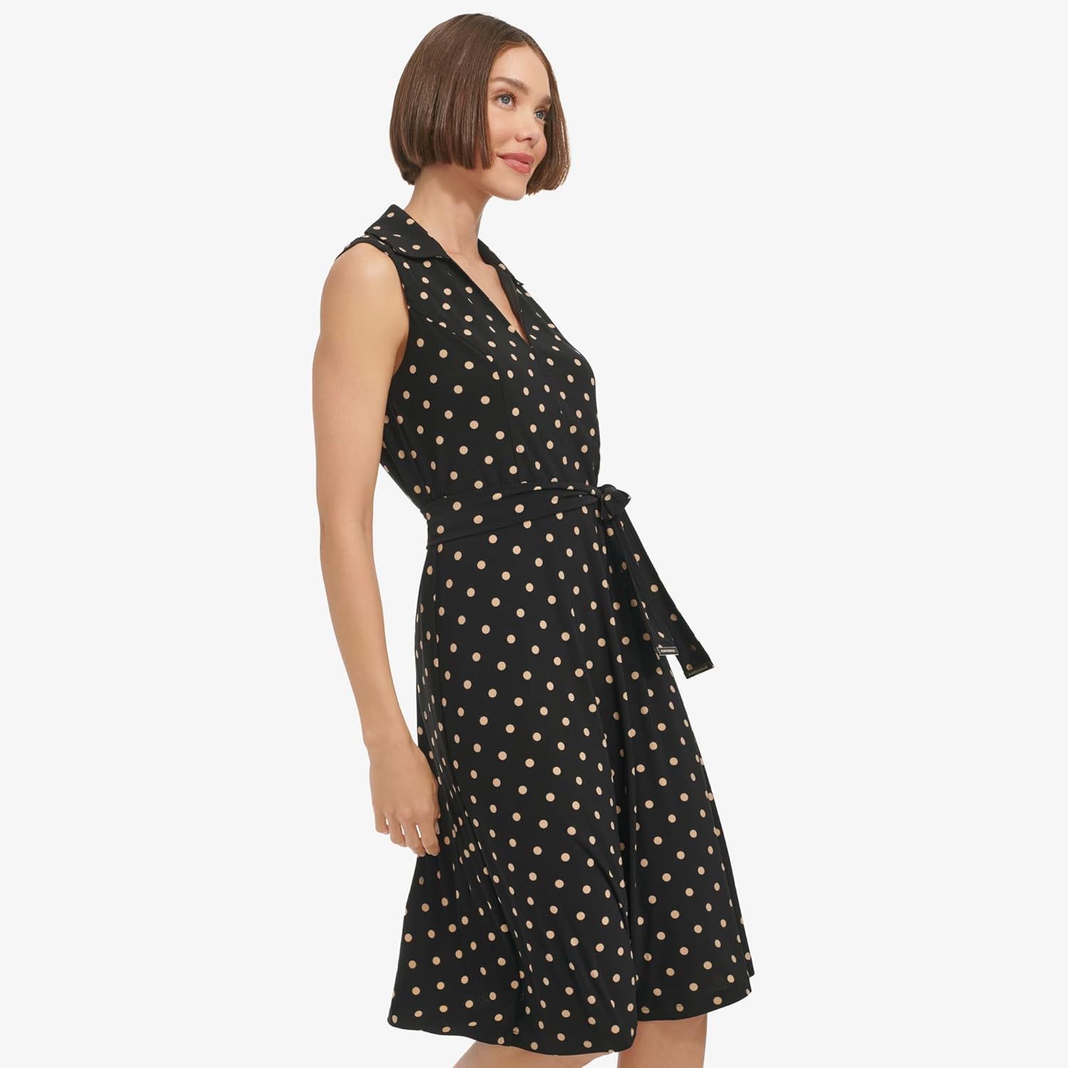 Tommy Hilfiger Womens Sleeveless Johnny Collar Dot Print Jersey Dress - Image 4