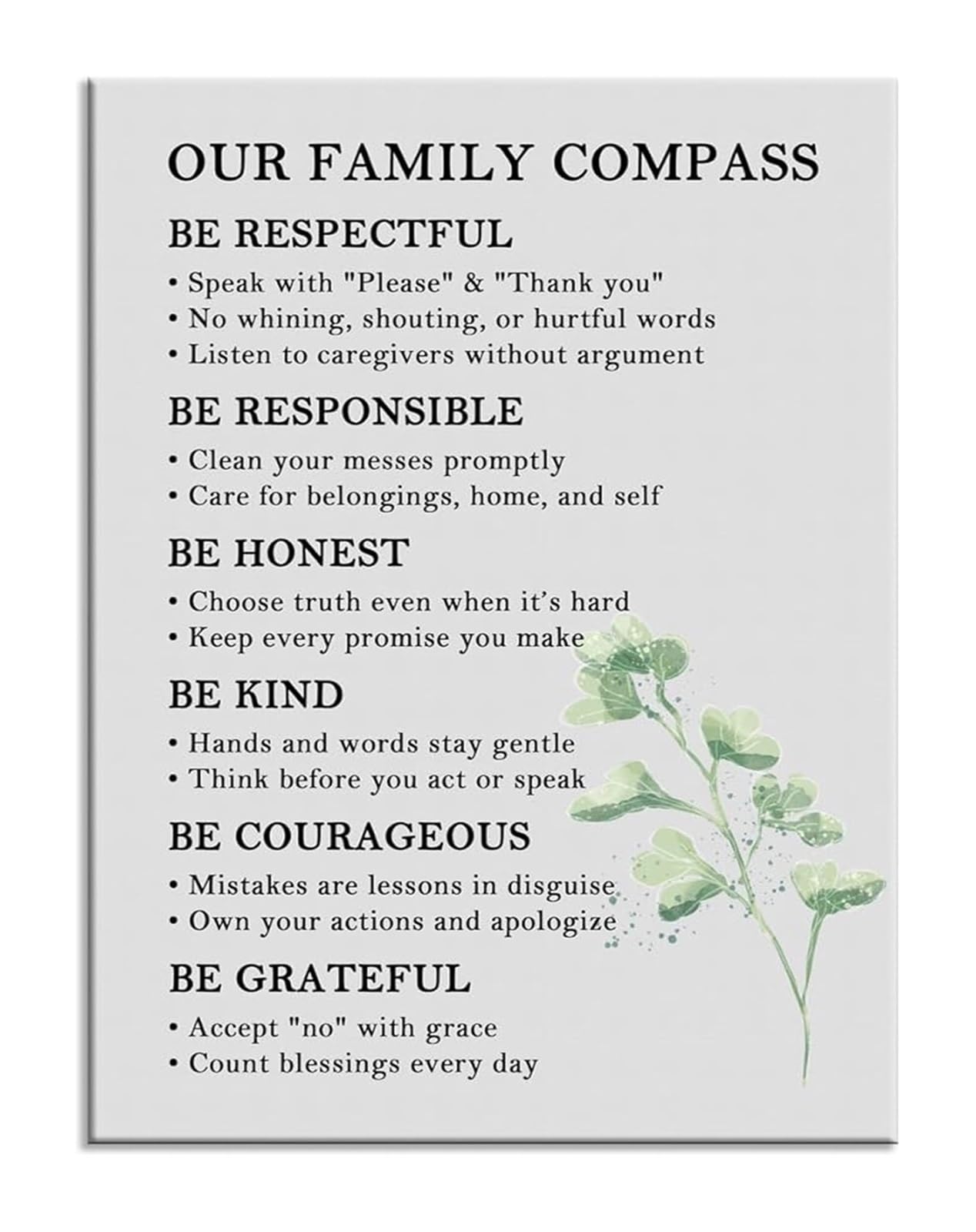 BYLSAGWHT Home Rules Family Quote Motivational Canvas Wall-Art for Living Room Bedroom Decor(Unframed,16x24inch(40x60cm))