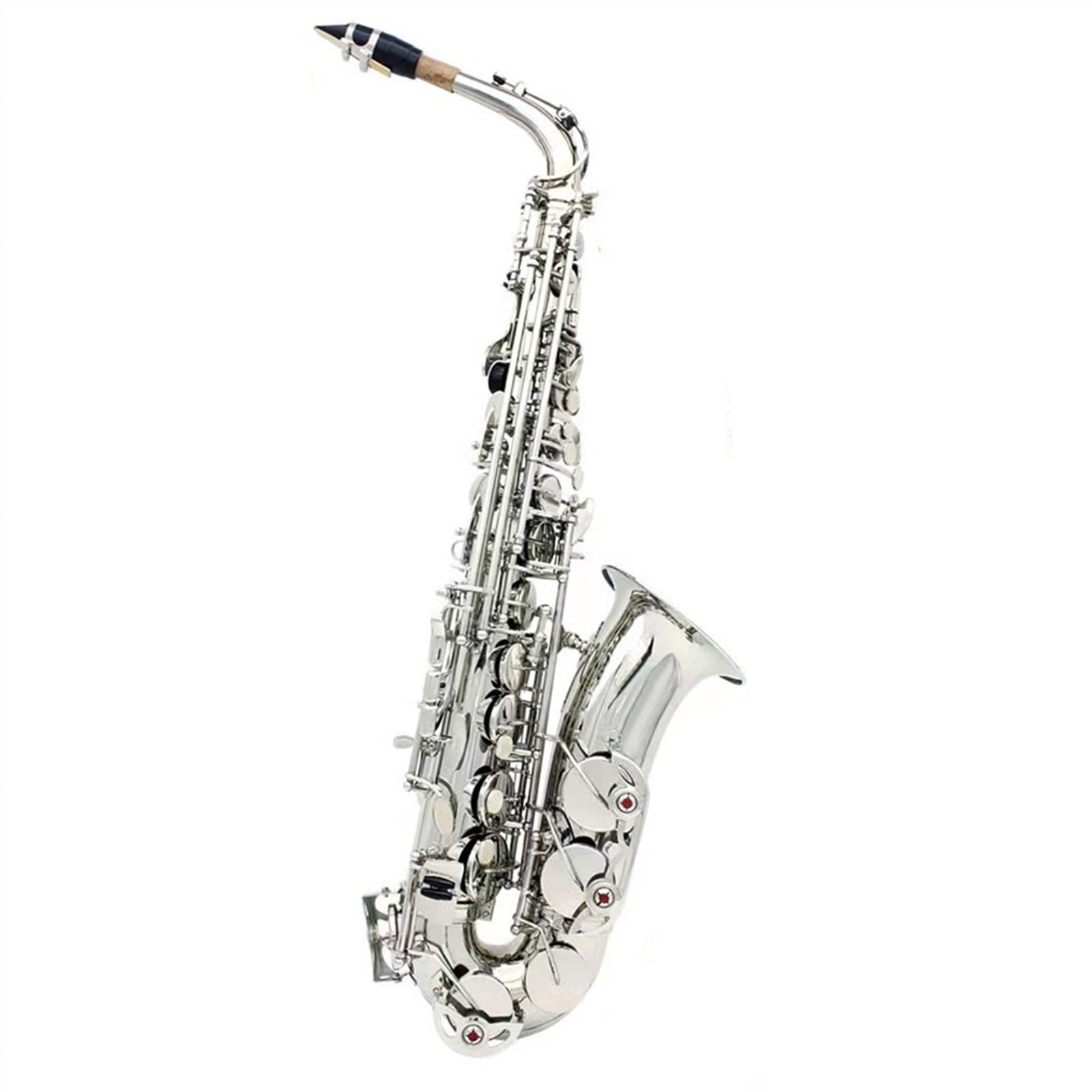 Sassofono Contralto in MIB Strumento A Fiato in Ottone Placcato Argento E Sax Piatto con Custodia Sassofono principiante (Color : Silver1)