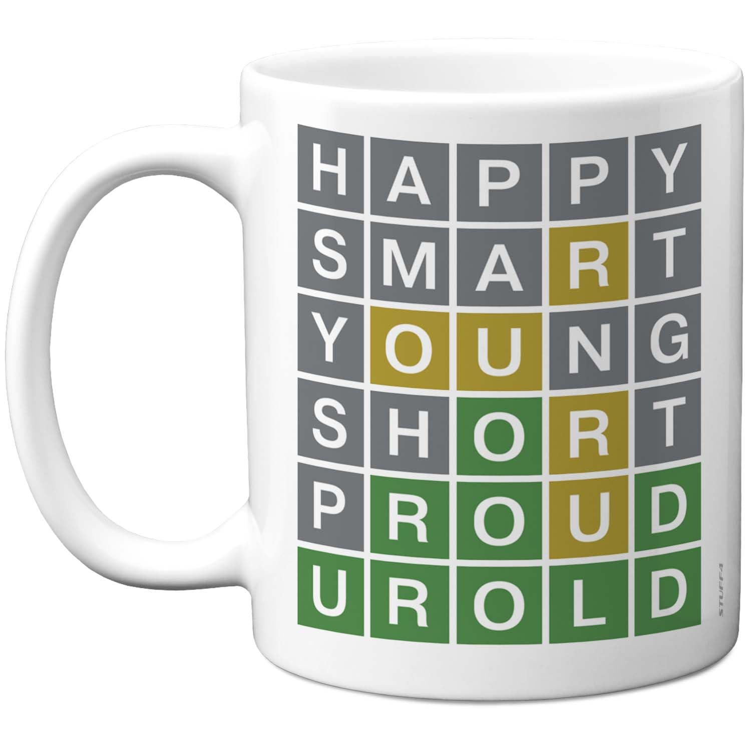 Stuff4 Positive Grid Mug - Uplifting Adjective Design - Cheerful Novelty for Home or Office - 11oz Ceramic Gloss Mug