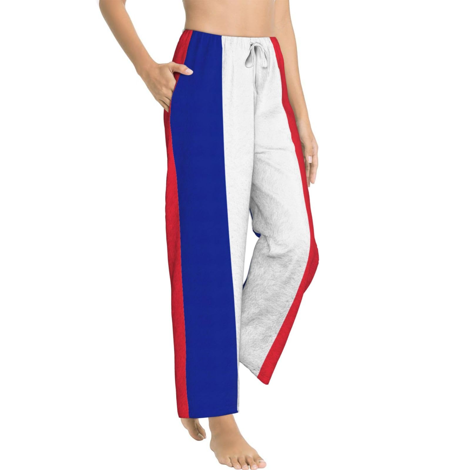 Flanell-Pyjamahose mit französischer Flagge, warm, bequem, Lounge-Schlafhose für Urlaub, Weihnachten