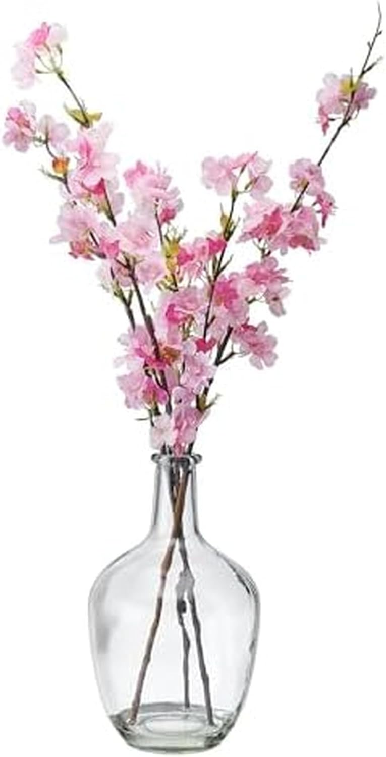 Elements Artificial Olive Branch Arrangement in Clear Glass Vase, Realistic Look and Feel