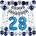 NANINUNENO 28th Blue Birthday Party Decorations for Boy Girl Men Women, Happy 28 Birthday Balloons Supplies with Happy Birthday Banner,28 Number Balloons, Blue Star Streamers, Hanging Swirls