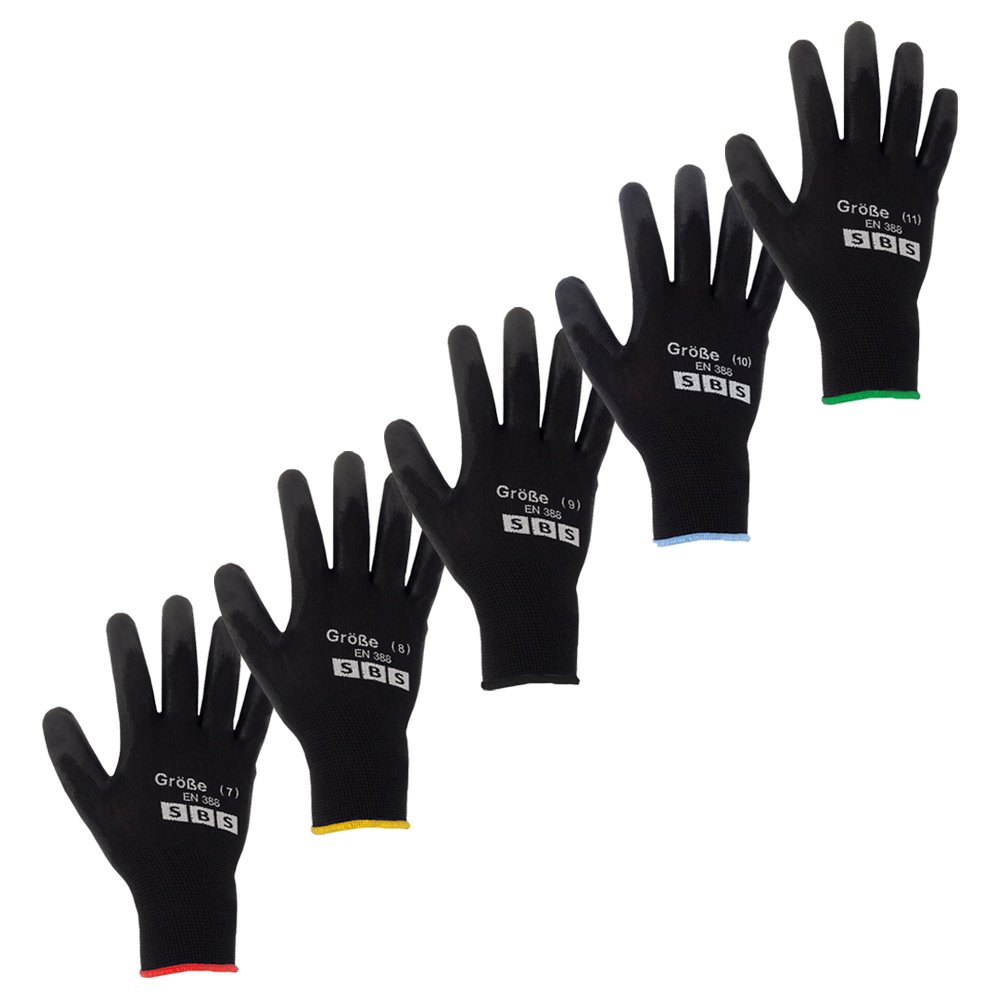 12 Paia Di Guanti Da Lavoro Tessuto Di Nylon Con Rivestimento In Pu Taglia 7 S Bianco