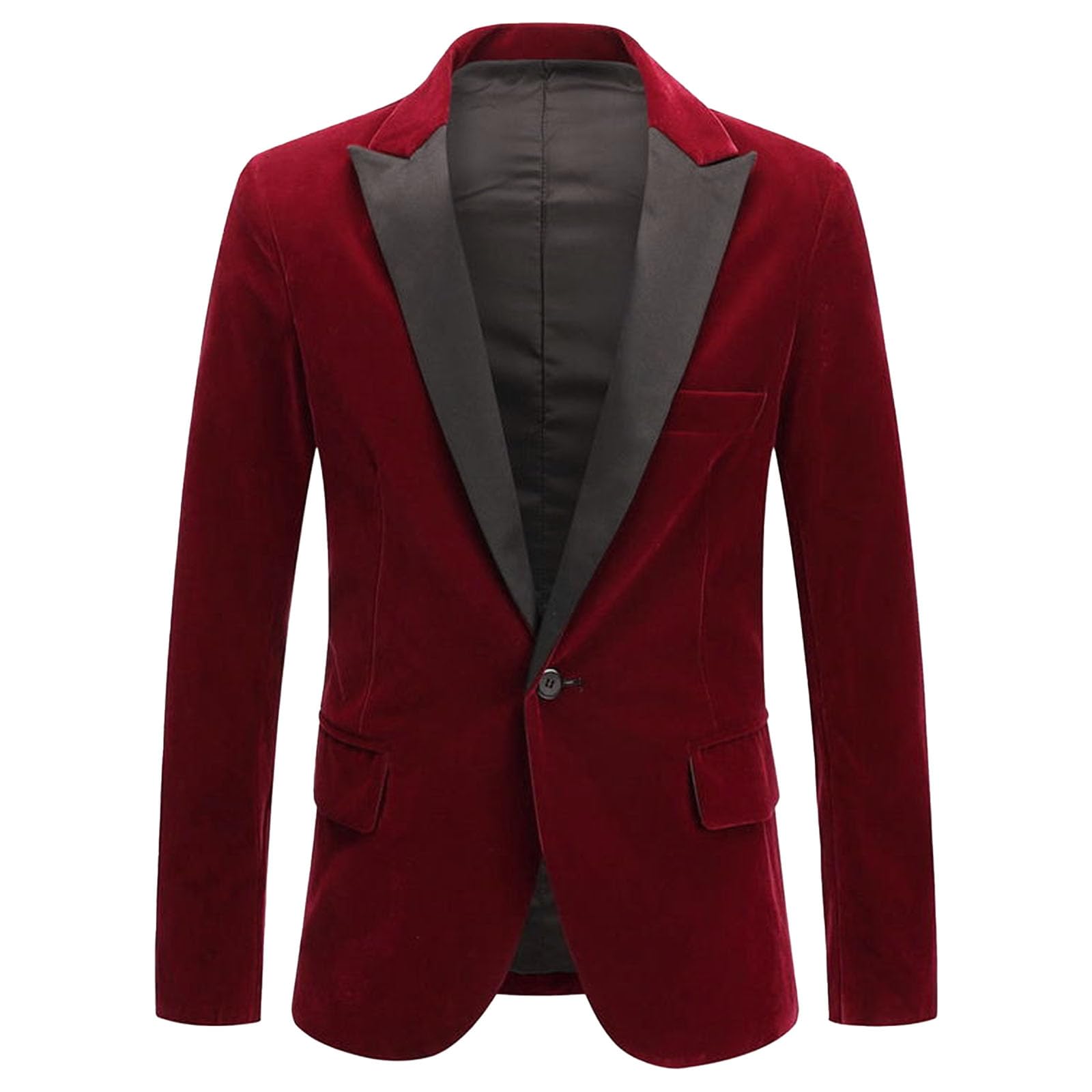 Veste de Smoking en Velours Coupe Slim pour Homme, Un Bouton, Costume de Bal, Mariage ou dîner.