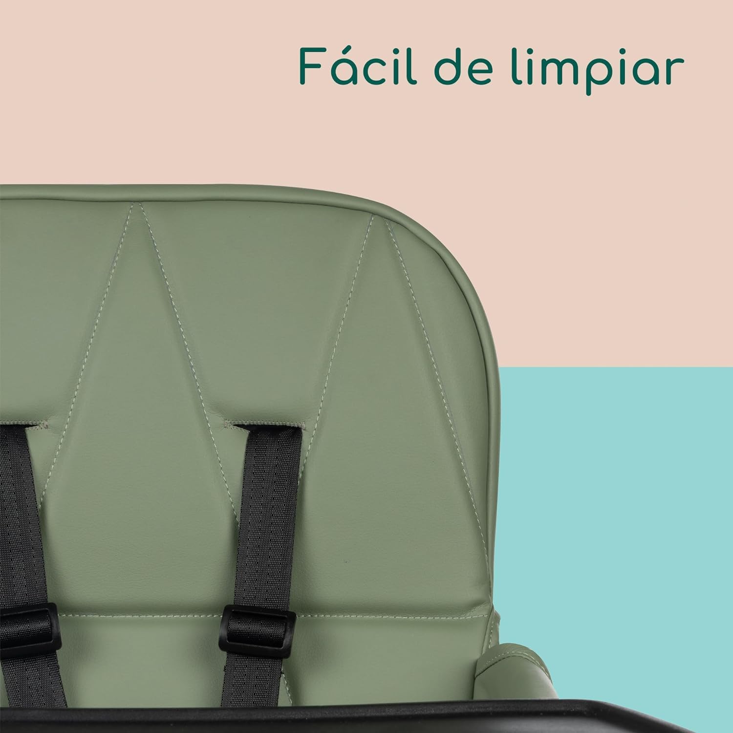 Bebeconfort Lily, trona, 6 meses-3 años, 9-15 kg, plegado ultracompacto, ligera (4 kg), fácil limpieza, acolchado suave, plegado fácil con una sola mano, Mineral Green