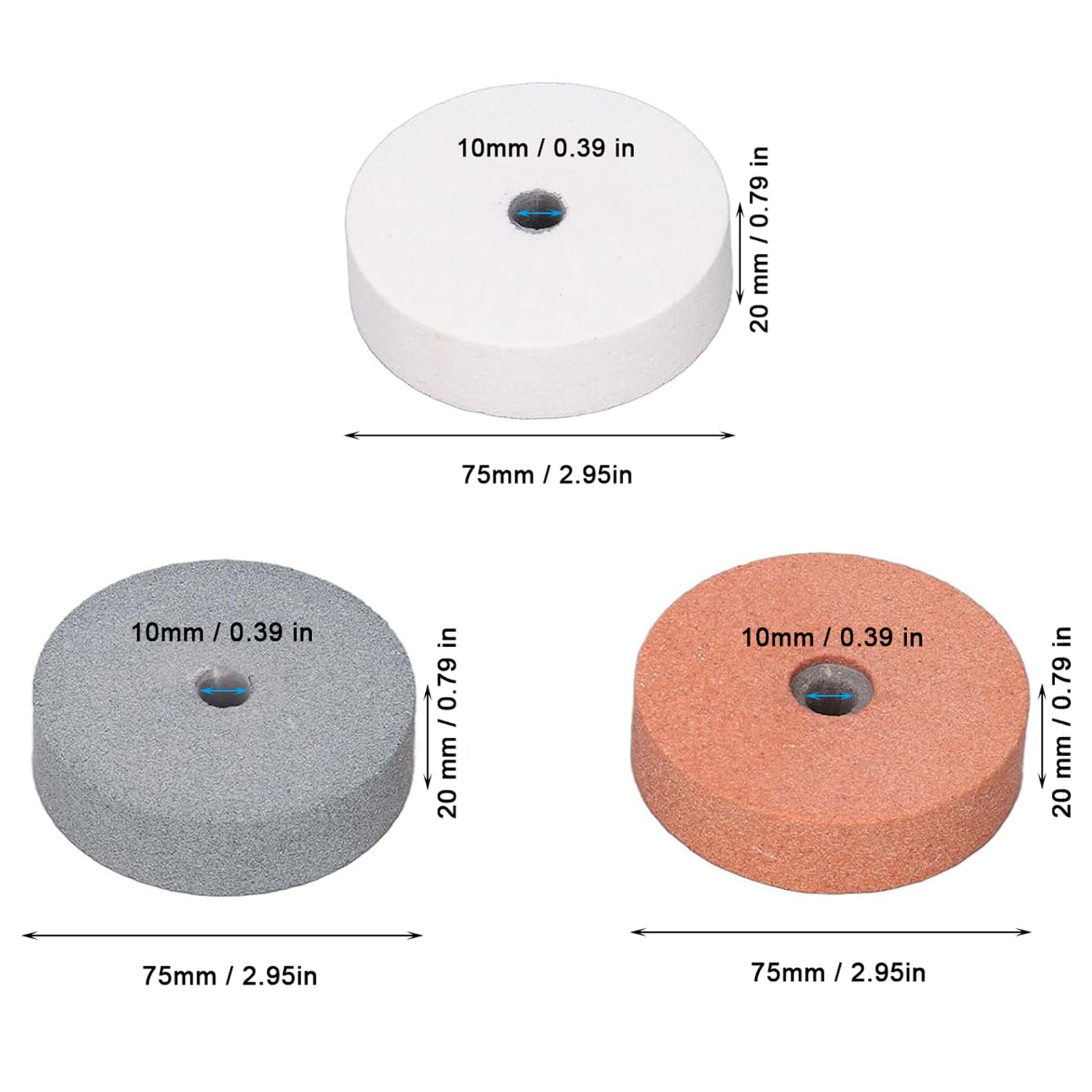 3 Pezzi Mola da Banco in Carburo di Silicio, Disco Abrasivo, Disco per Mola da Banco, Dischi Abrasivi per la Lucidatura di Metallo Ceramica Marmo Lavorazione del Legno