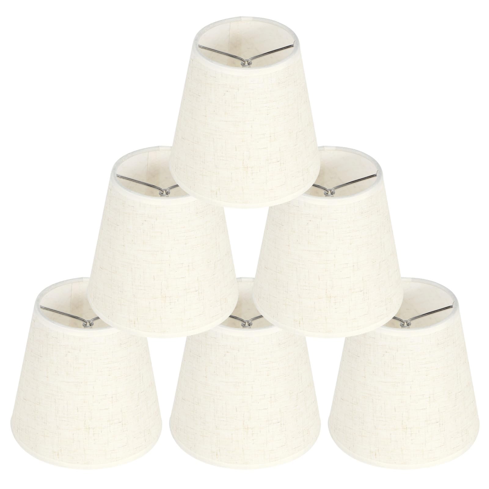 6 Pezzi Paralumi in tessuto con Clip, Clip On Lampadario Paralumi per Candela Lampadario di Cristallo, 3,5 x 5,2 x 5,5 pollici