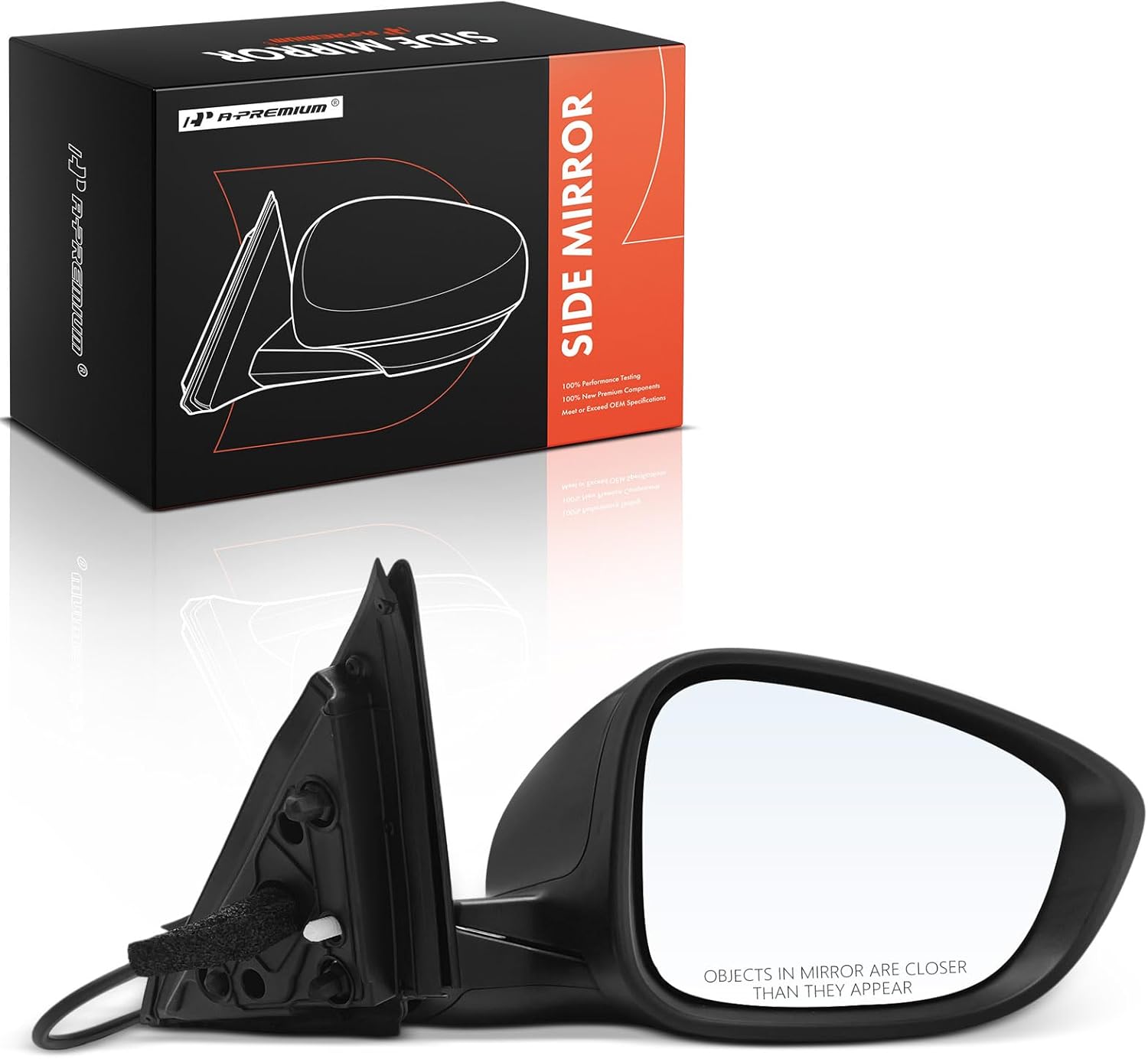 A-Premium Right Passenger Side Power Door Mirror - Compatible with Honda Accord 2018 2019 2020 2021 2022 - Non-Heated, Manual Folding, Black (Paint to Match), w/ 3-Pin Connector, Replace# 76208TVAA02