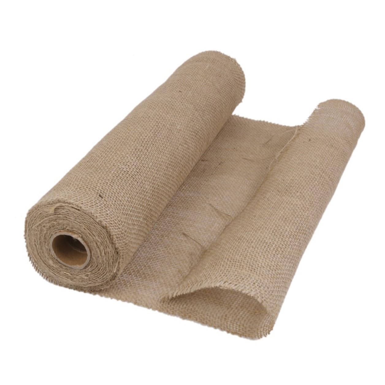 Chemin de table toile jute avec bord surjeté haut de gamme pour buffet bohème chic