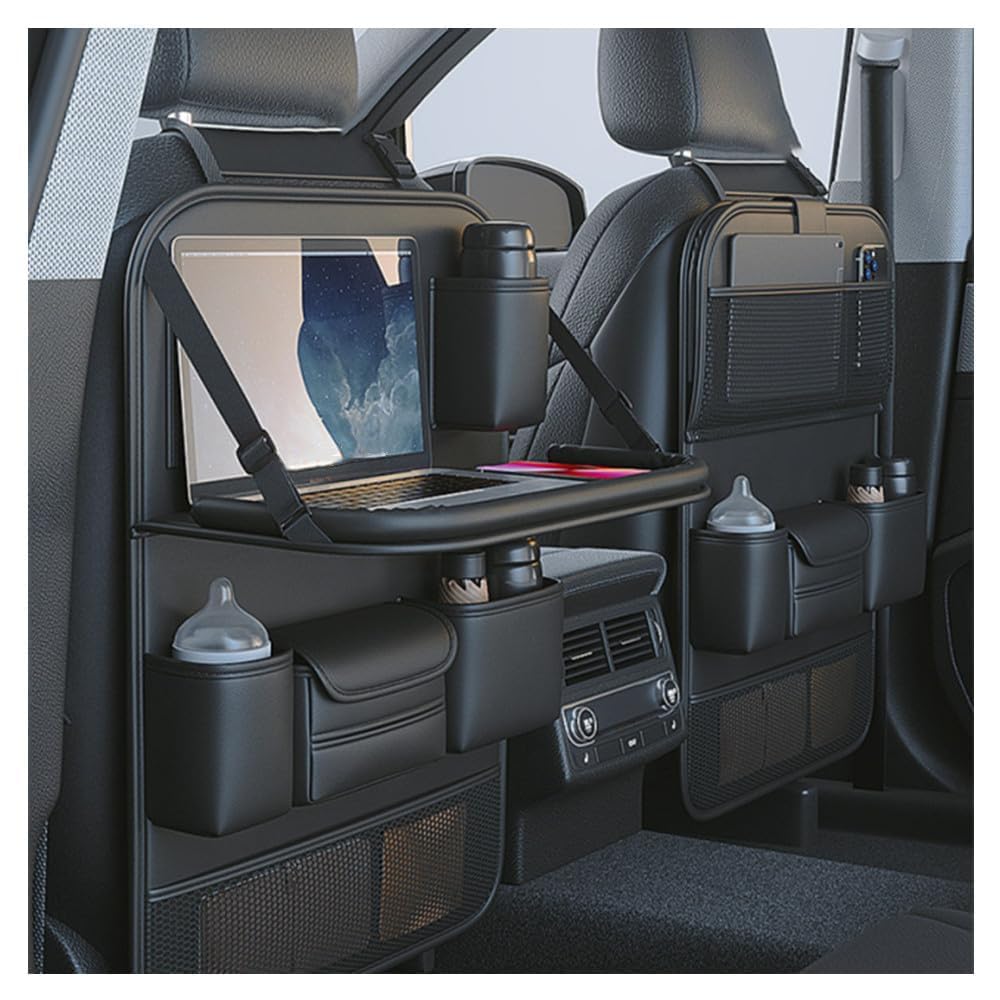 KPWSTNI Car Backseat Organizer for Volvo XC60/S80/S60 2011-2017 PU Leather Seat Storage with Foldable Table Tray,Brown