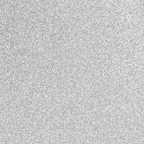 TRIXES Silver Glitter Vinyl Sheet Permanent Wallpaper - Self Adhesive Peel Paper Backing - 1350mm x 440mm Sticky Back Roll - for Walls Furniture Surfaces - Cut to Size
