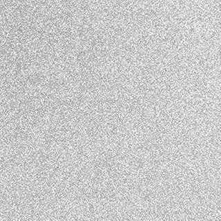 TRIXES Silver Glitter Vinyl Sheet Permanent Wallpaper - Self Adhesive Peel Paper Backing - 1350mm x 440mm Sticky Back Roll - for Walls Furniture Surfaces - Cut to Size