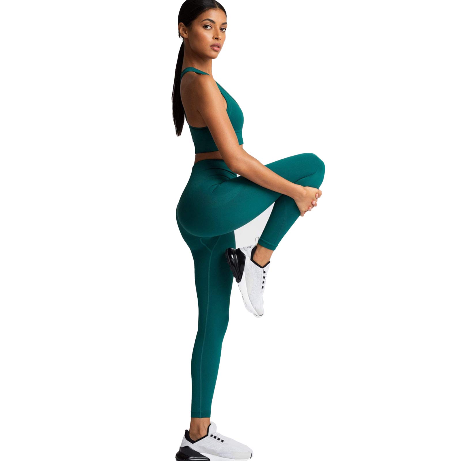 Femmes Ensemble de Vêtements de Yoga Soutien-Gorge de Sport+Leggings 2PCS Survêtement Gym Fitness Activewear