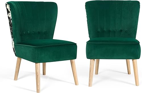 Miniatura 4 de Homebeez Silla de comedor tapizada de terciopelo con patrón clásico de cachemira, esponja de alta resistencia, con acolchado grueso y botones