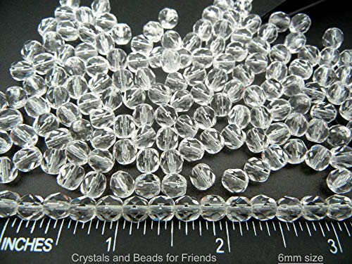 6Mm, 300Pcs, Clear Crystal, Preciosa Czech Fire Polished Round Faceted Glass Beads #TOP1