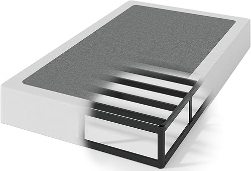 Miniatura 11 de Somier de 9 pulgadas para cama individual, solo resorte de caja metálico para cama individual, soporte de base de colchón de marco de metal 2-Negro