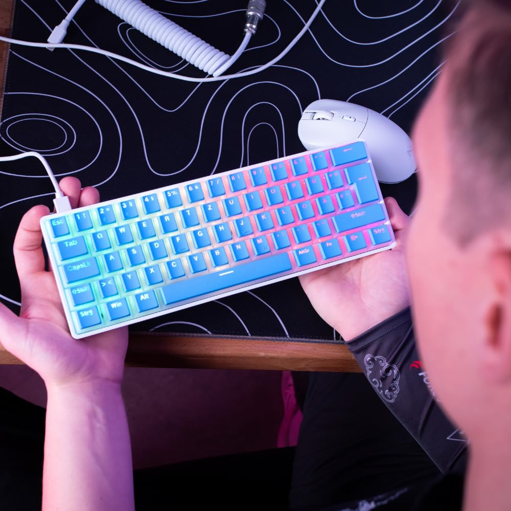 NYFTER - PBT Double-Shot Pudding Keycaps Tastenset für mechanische Tastaturen - deutsches ISO-Layout, kompatibel mit 60%/75% Tastaturen (Blue, Full Layout)