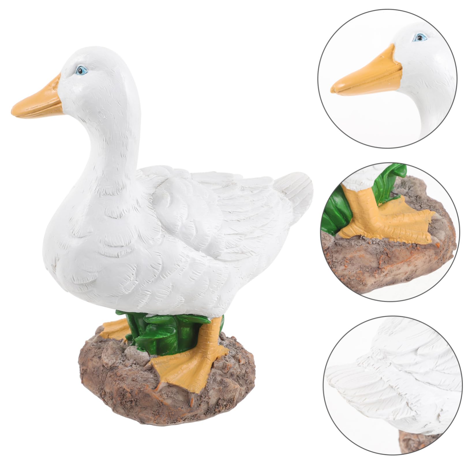 Gartenstatue Ente aus Weißem Kunstharz Leichte und Glatte Gartendeko für Draußen Realistische Kleine Teichdekoration als Geschenk für Gartenliebhaber