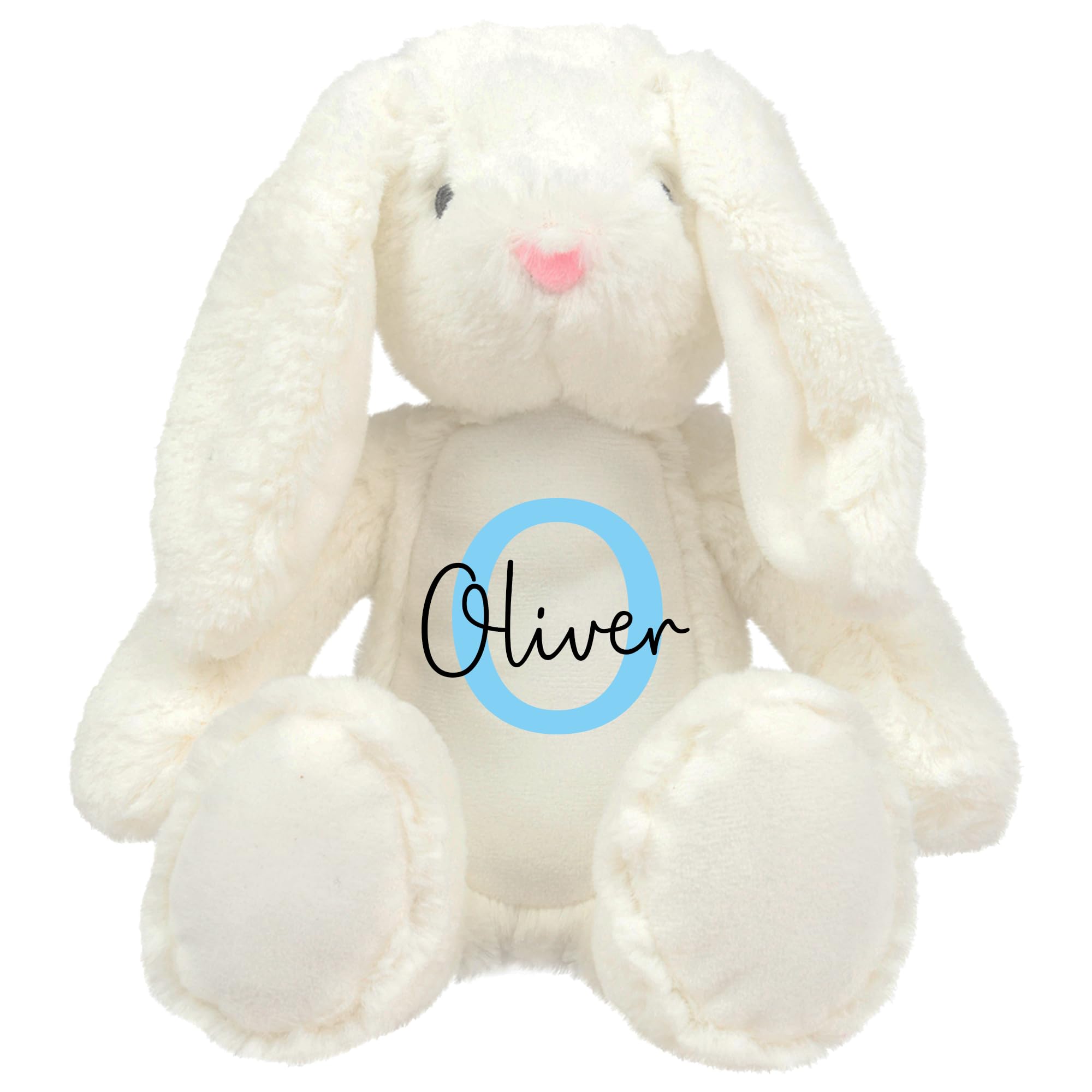 Personalised Bunny Rabbit Soft Toy - Name And Initial Keepsake Teddy - White