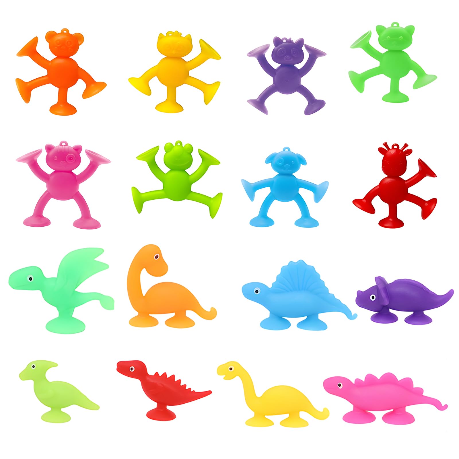 16PCS Suction Toys, Bath Toys for 1 Year Old, Baby Travel Toys, Sensory Suction Cup Building Toys for Toddlers, Windows and Mirrors Play, Plastic Suckers Kids Toys for Boys and Girls