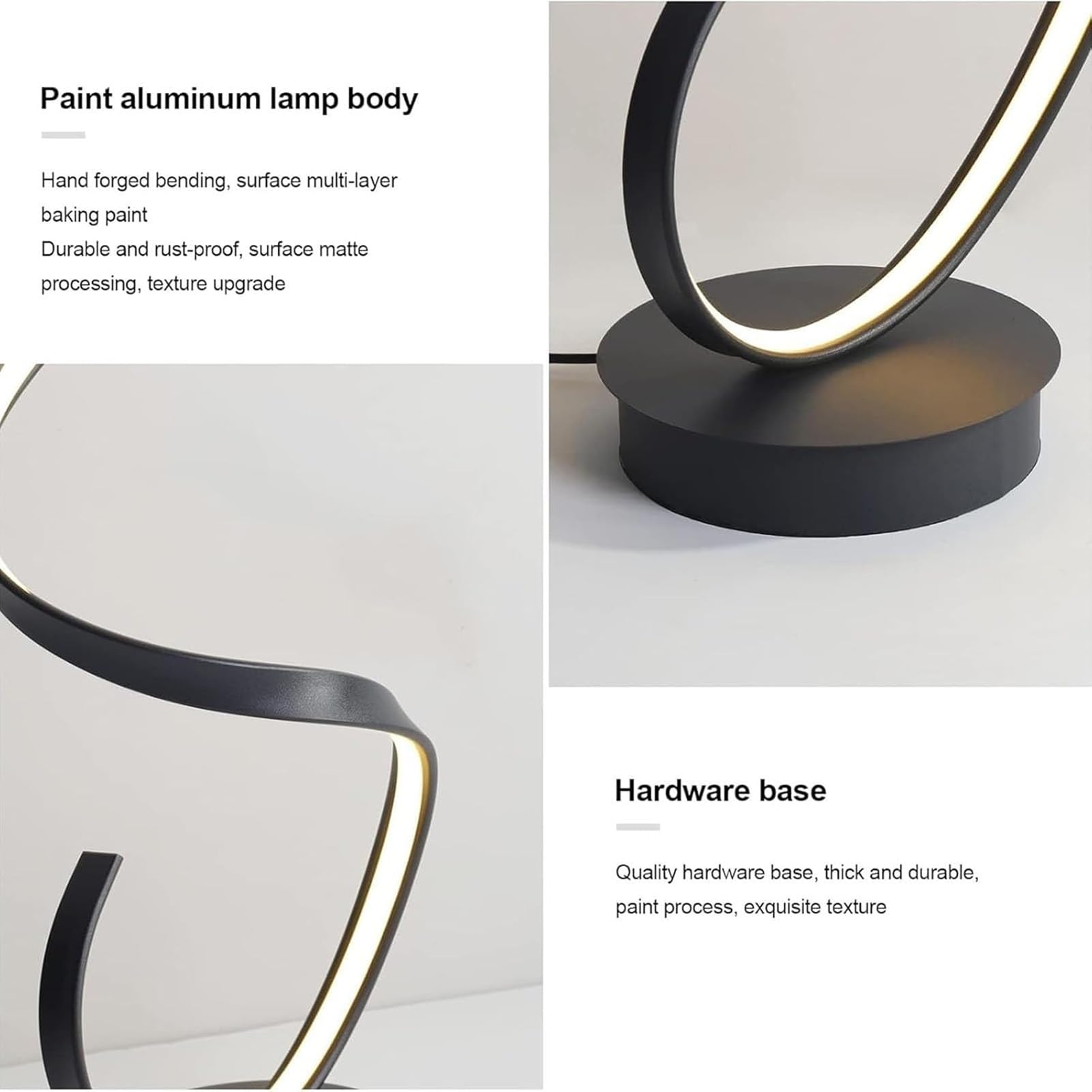 Curve Spotlight - Moderno A Bertikal Nga Espiral A Lampara Ti Suelo, 3 A Temperatura Ti Kolor Dimmable A Lawag Ti Suli, Salas Sofa Background Wall Atmosphere Decor(Black)
