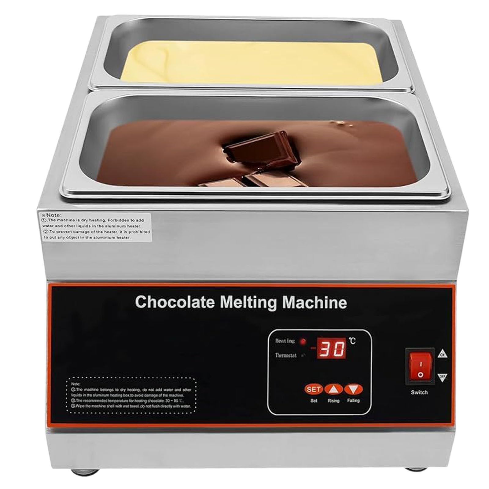 Temperatrice per Cioccolato Elettrico, Temperatrice per Cioccolato con Controllo Digitale della Temperatura, 6l 2 Serbatoi per Uso Domestico E Commerciale